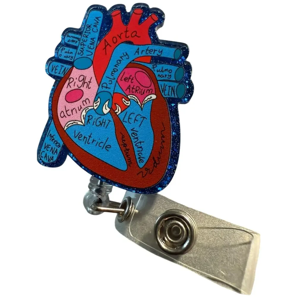 Anatomical Heart Retractable ID Badge Reel, Cardiologist, Nurse, Doctor NWT